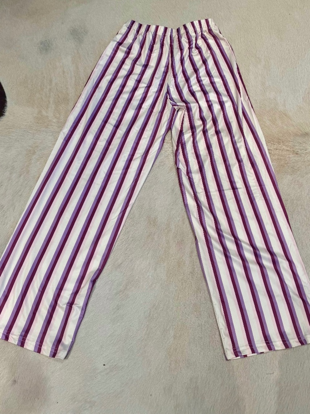 Pink, Purple  & white striped wide-leg lounge pants SZ M
